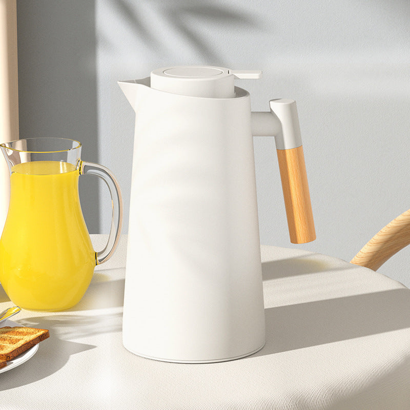 Nordic Home Heetwaterketel – Luxe Glazen Thermoskan met Houten Handvat